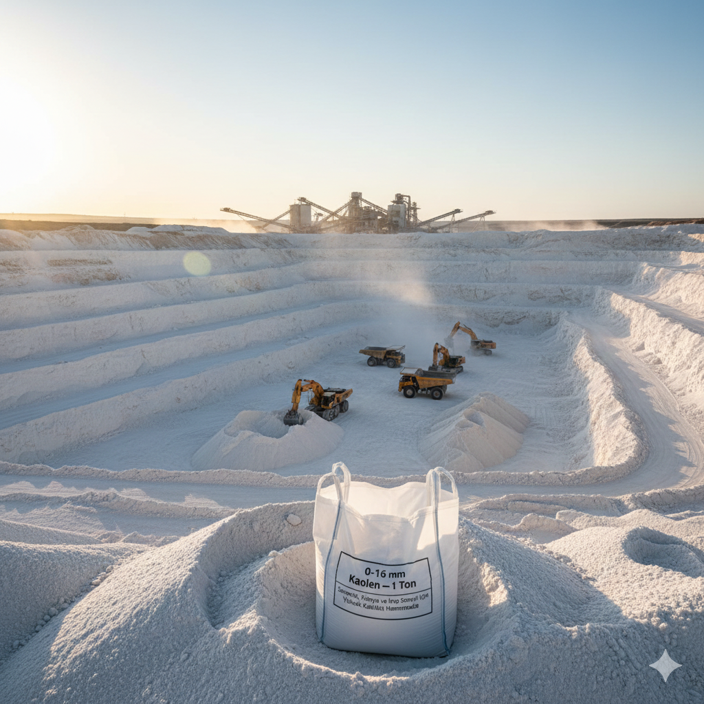 0-16 mm Kaolen: Seramik, Kimya ve İnşaat Sanayii İçin Yüksek Kaliteli Hammadde (1 Ton)
