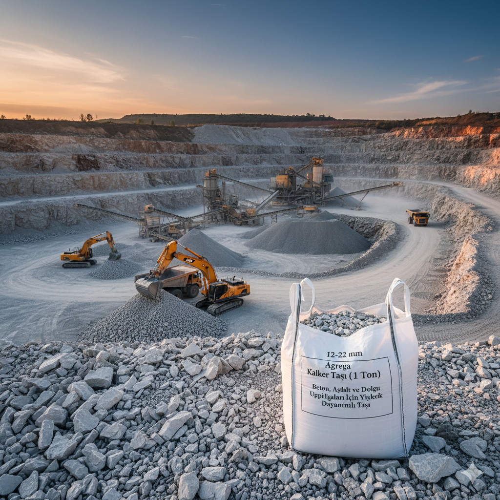 12-22 mm Agrega Kalker Taşı (1 Ton): Beton, Asfalt ve Dolgu Uygulamaları İçin Yüksek Dayanımlı Taş